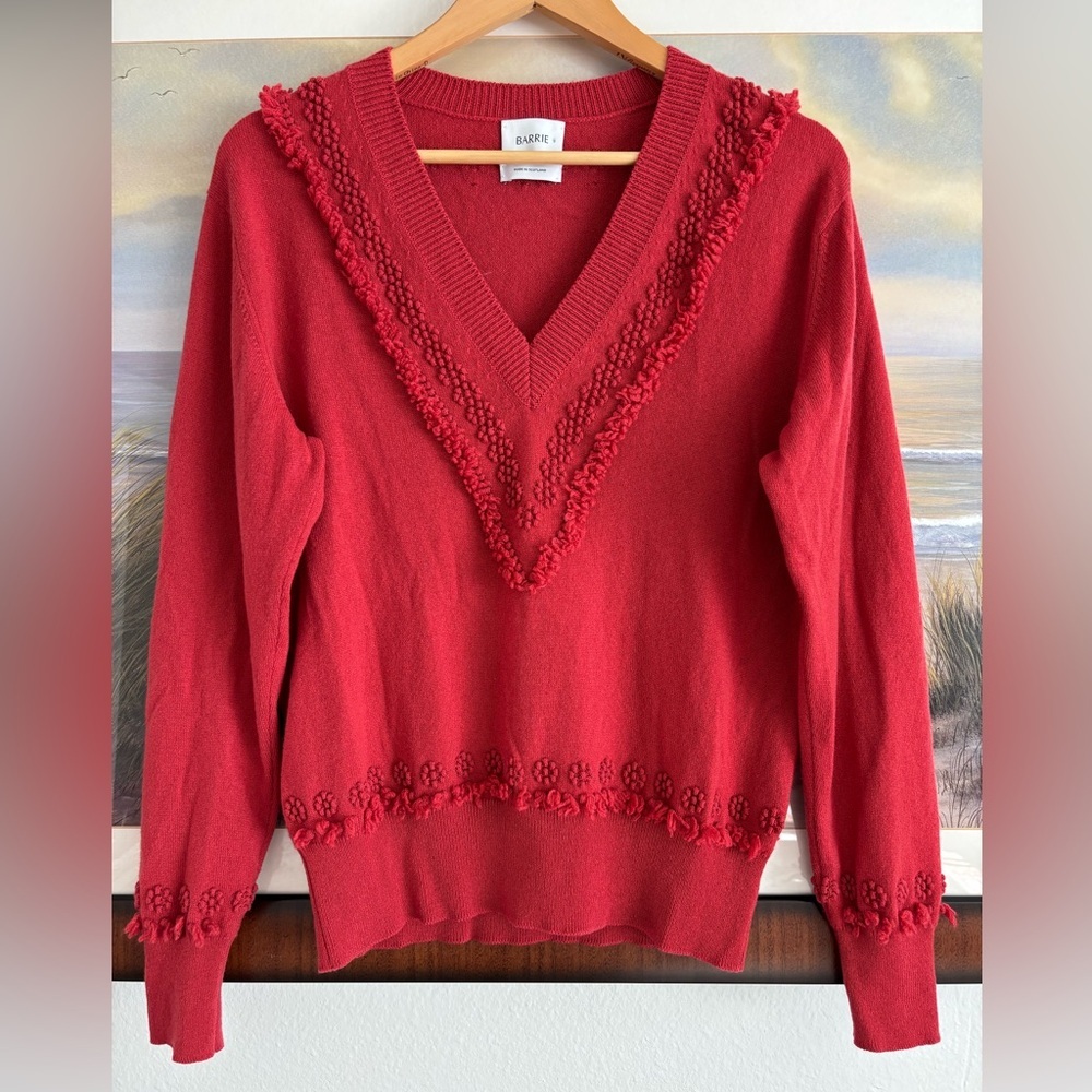 BARRIE Made in Scotland Pure Cashmere Sweater Pullover Jumper Red Medium EUC